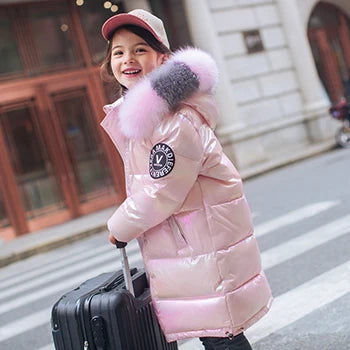 Winter Down Jacket For Girls Coat Waterproof Shiny Hooded Children Outerwear Clothing 5-14 Year Teenage Kids Parka Snowsuit-Dollar Bargains Online Shopping Australia