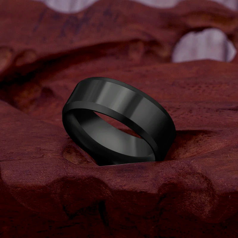 Titanium Steel Black Classic Ring For Men Wedding Bands Male Jewelry-Dollar Bargains Online Shopping Australia