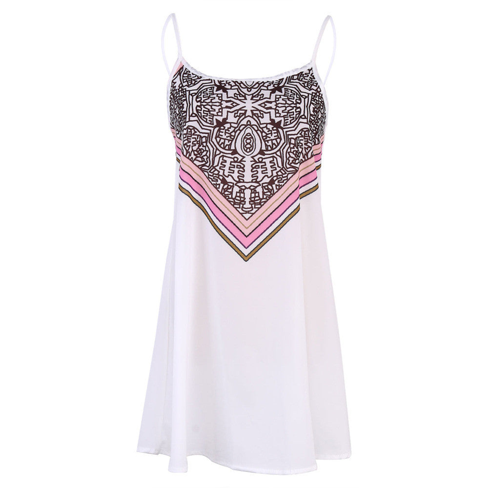 Online discount shop Australia - Ladies Sexy Loose Digital Print Sleeveless Chiffon Sundress Summer Casual Boho Beach Party Tank Dress Z2