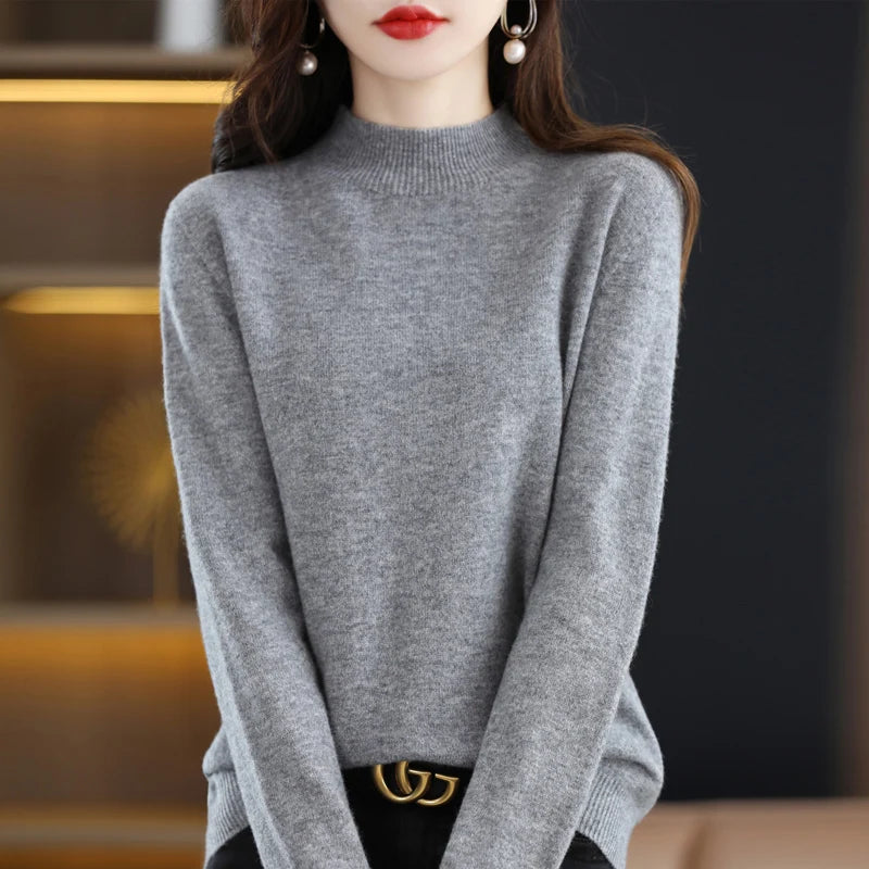 100% Pure Wool Half-neck Pullover Cashmere Sweater Women's Casual Knit Top-Dollar Bargains Online Shopping Australia