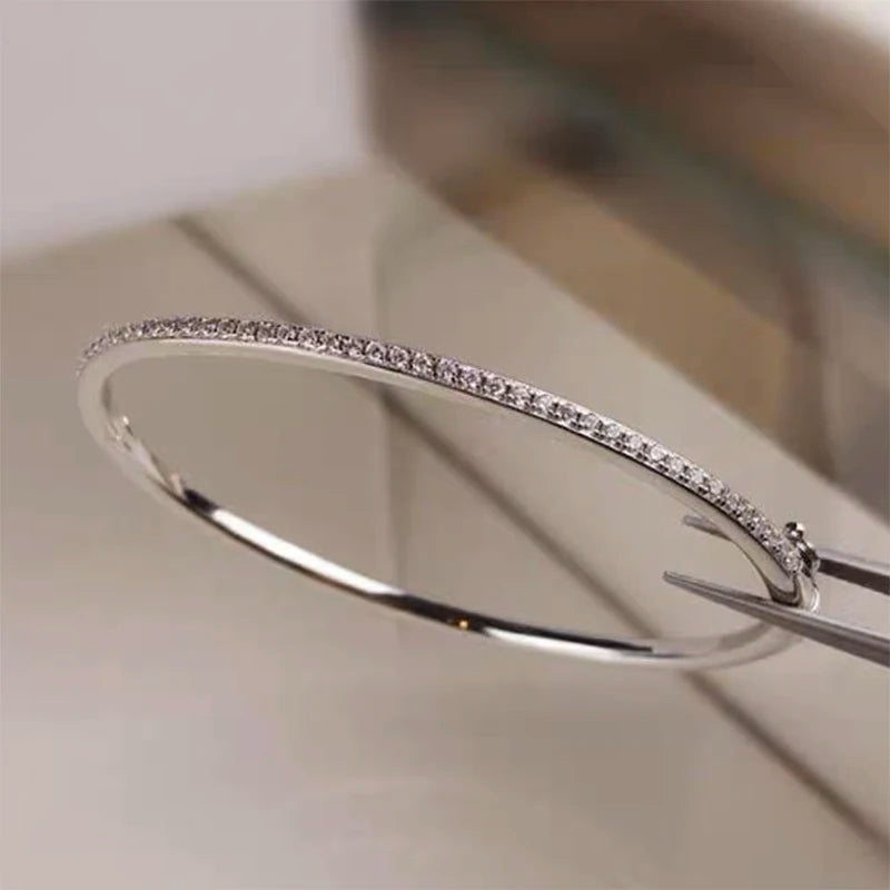 Sterling Silver Jewelry For Women Gold Bangle Move Diamond Bangle Wedding Jewelry Around Rivet 6cm Bangle-Dollar Bargains Online Shopping Australia