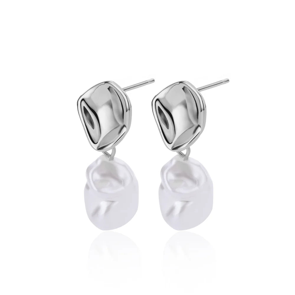 Circle Earrings For Women Vintage Punk Baroque Pearl Earrings Stainless Steel Ear Clip Women Jewelry Imitation Pearl-Dollar Bargains Online Shopping Australia