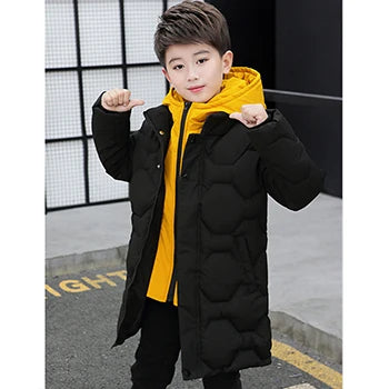 Jacket Autumn Winter Thicken Warm Teenager Kids Jackets Fashion Long Style Zipper Hooded Boys Coat-Dollar Bargains Online Shopping Australia