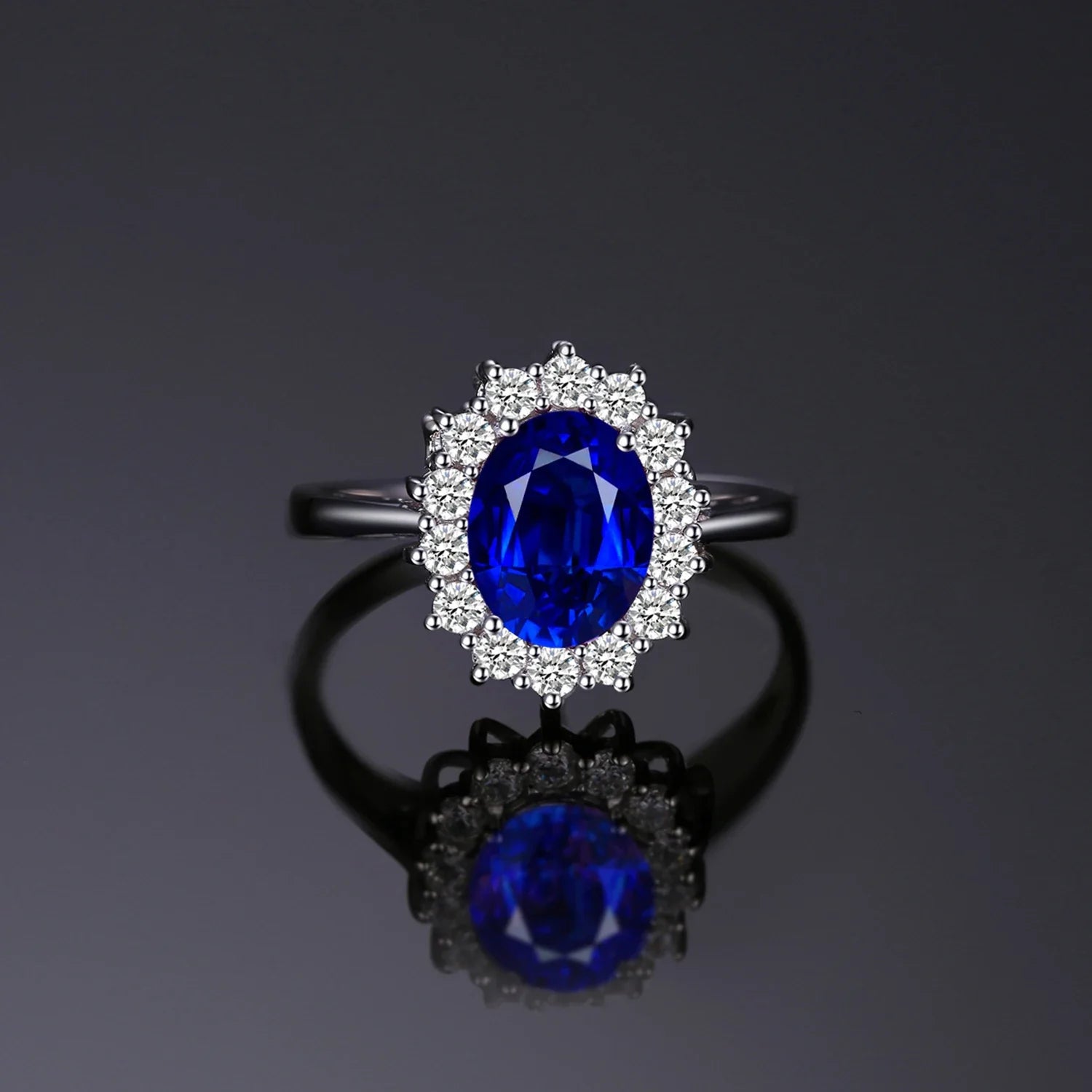 Princess Diana Created Blue Sapphire 925 Sterling Silver Engagement Ring Ruby Natural Amethyst Citrine Blue Topaz