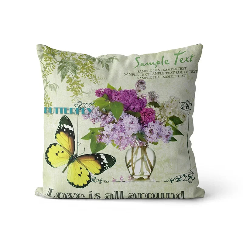 Happy Easter Day Purple Flower Pillow Case Hydrangea Lavender Rose Forest Pillowslip Cushion Covers Sofa Living Room-Dollar Bargains Online Shopping Australia