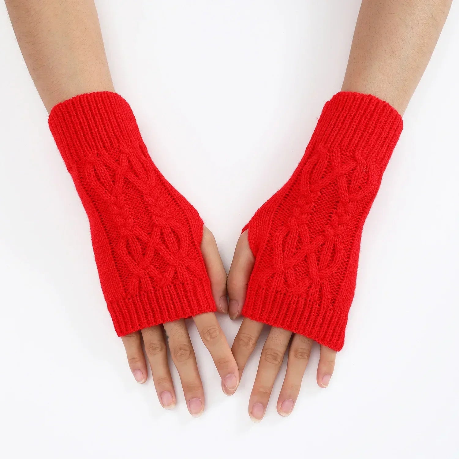 Half Finger Gloves for Women Winter Soft Warm Wool Knitting Arm Gloves Soft Warm Half Finger Handschoenen Unisex Mitten-Dollar Bargains Online Shopping Australia