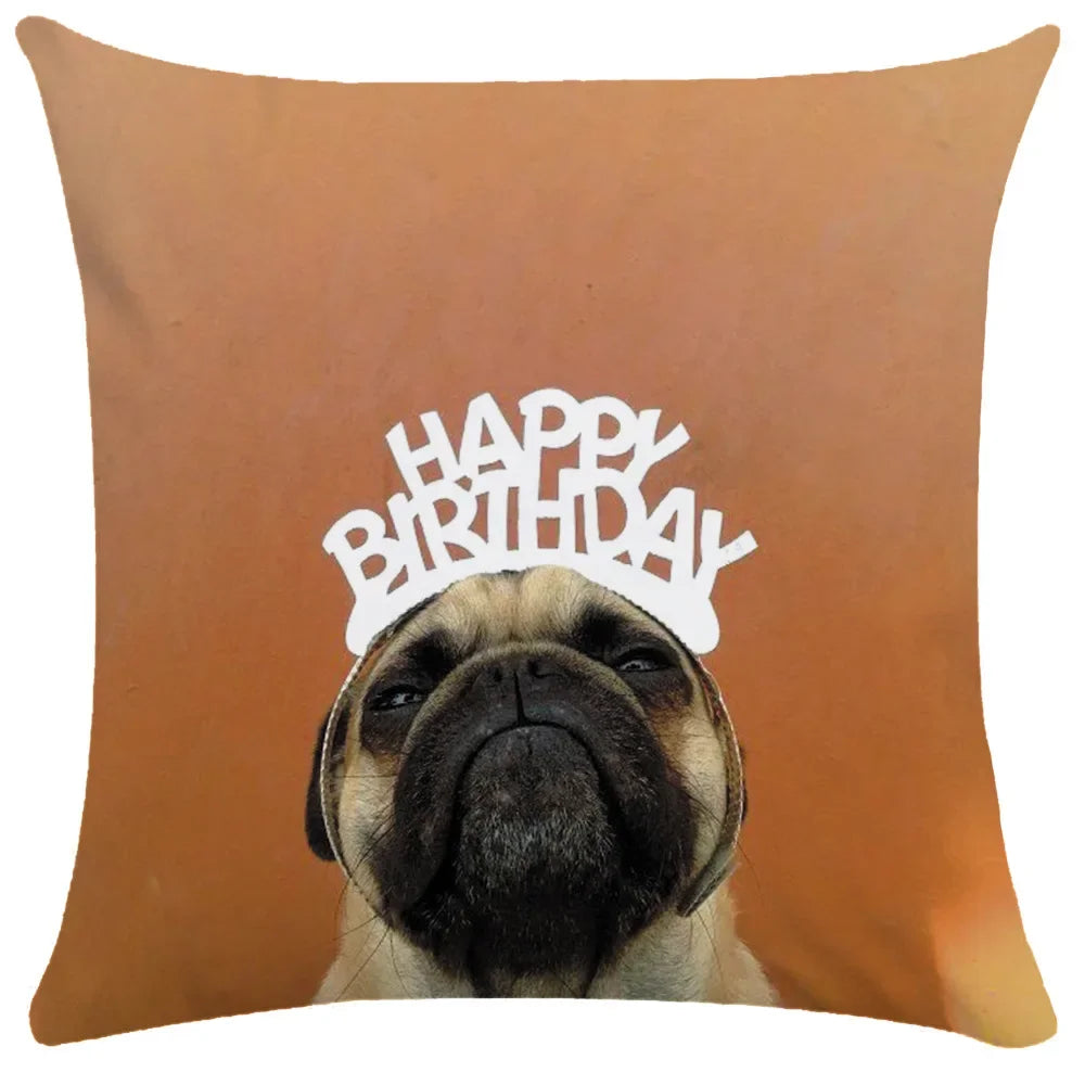 Pug Bulldog Print Cushion Cover Pets Dog Pillowcase For Home Sofa Decoration Polyester Lumbar Pillow Case Gift-Dollar Bargains Online Shopping Australia