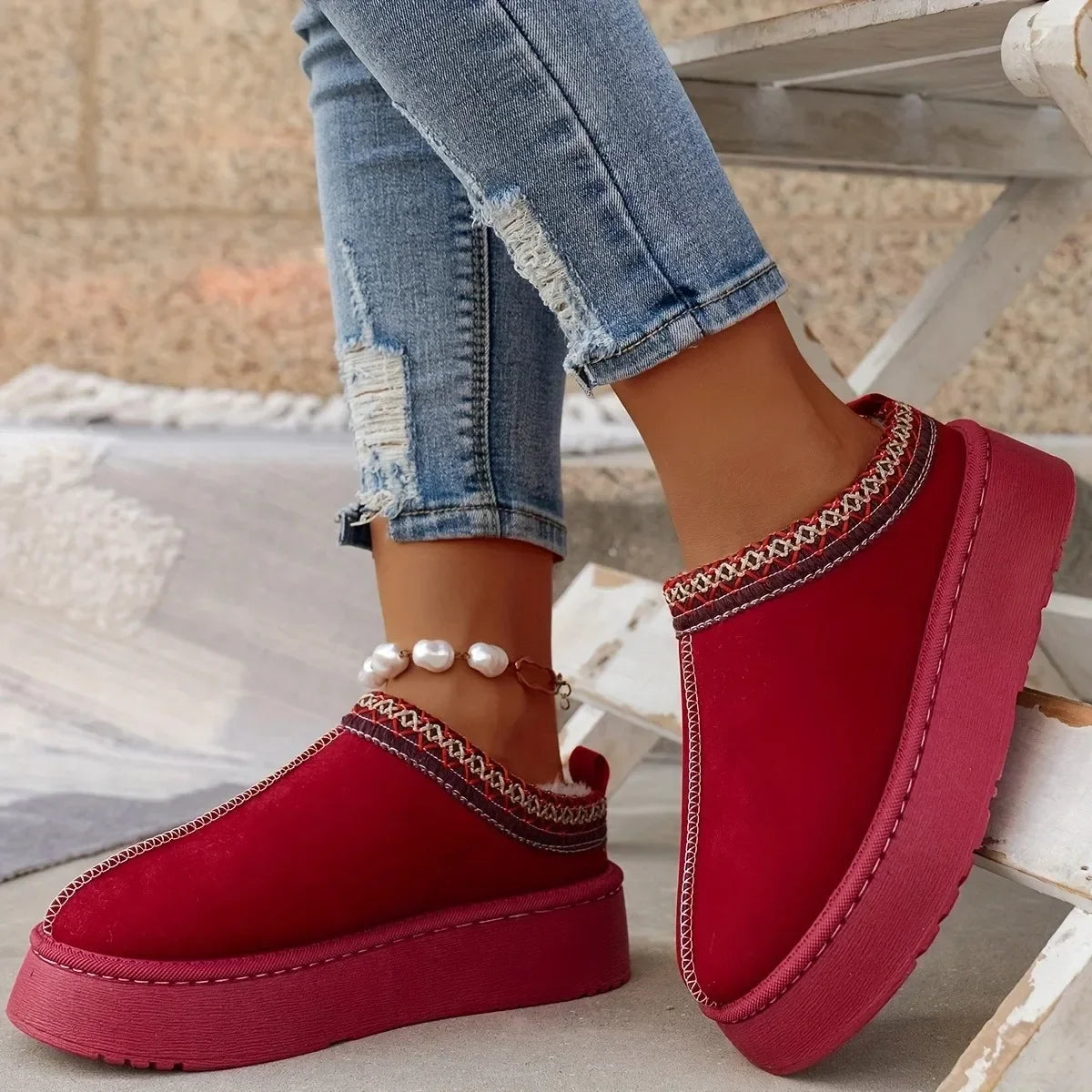 Ankle Flats Platform Women Snow Boots Suede Plush Warm Winter Thick Fashion Shoes Chelsea Women Boots-Dollar Bargains Online Shopping Australia