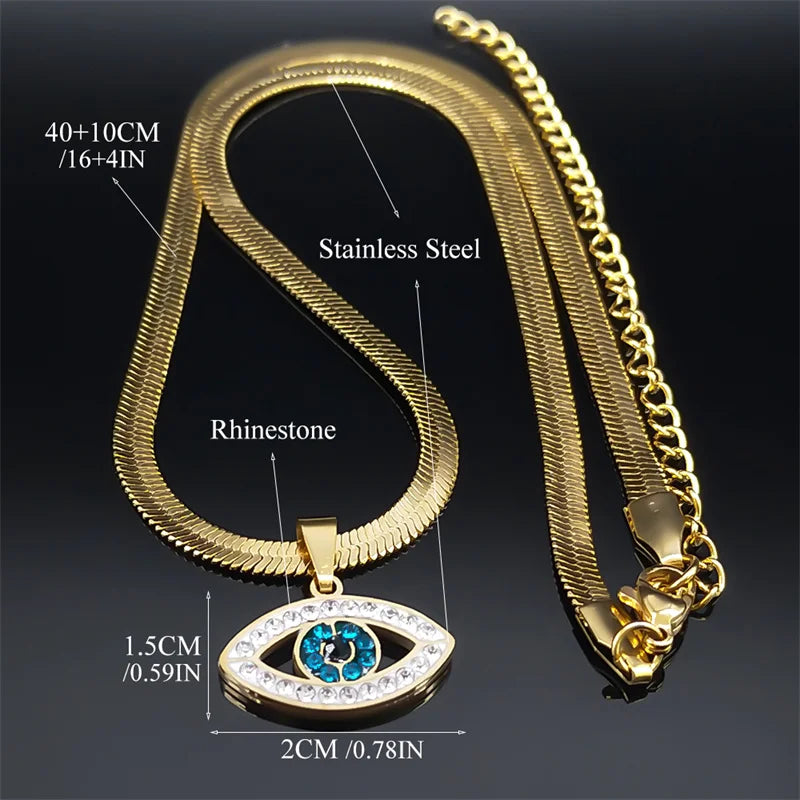 Vintage Crystal Evil Demon Eye Choker Necklaces for Women Stainless Steel Gold Plated Necklaces Jewelry-Dollar Bargains Online Shopping Australia