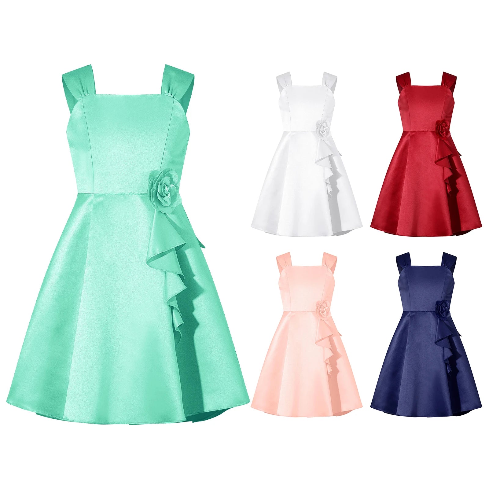 Girls Summer Sleeveless Princess Dress Elegant Satin Wedding Bridesmaid Party Dress Big Bowknot A-line Tutu for Birthday Evening-Dollar Bargains Online Shopping Australia