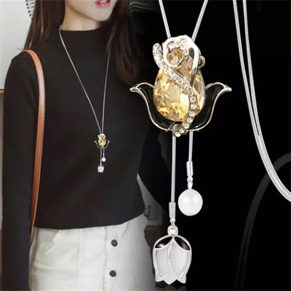 Long Necklaces Pendants Women Geometric Statement Maxi Fashion Crystal Jewelry-Dollar Bargains Online Shopping Australia