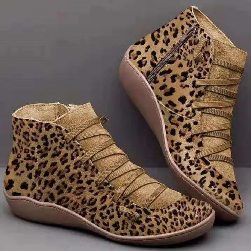 Ankle Boots Casual Women Winter Boots Leopard Print Wedges Flat Booties Warm-Dollar Bargains Online Shopping Australia