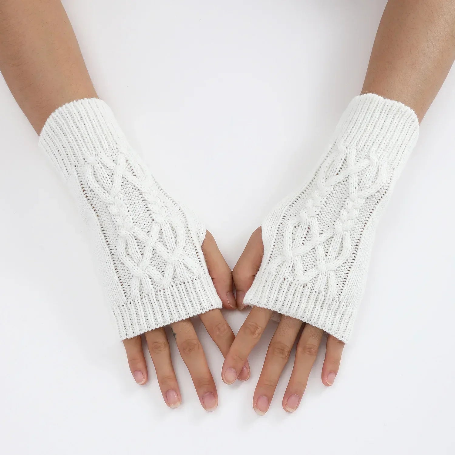 Women Winter Fingerless Gloves Warm Soft Wool Knitted Mittens Elegant Wrist Arm Hand Half Finger Elastic Short Gloves-Dollar Bargains Online Shopping Australia