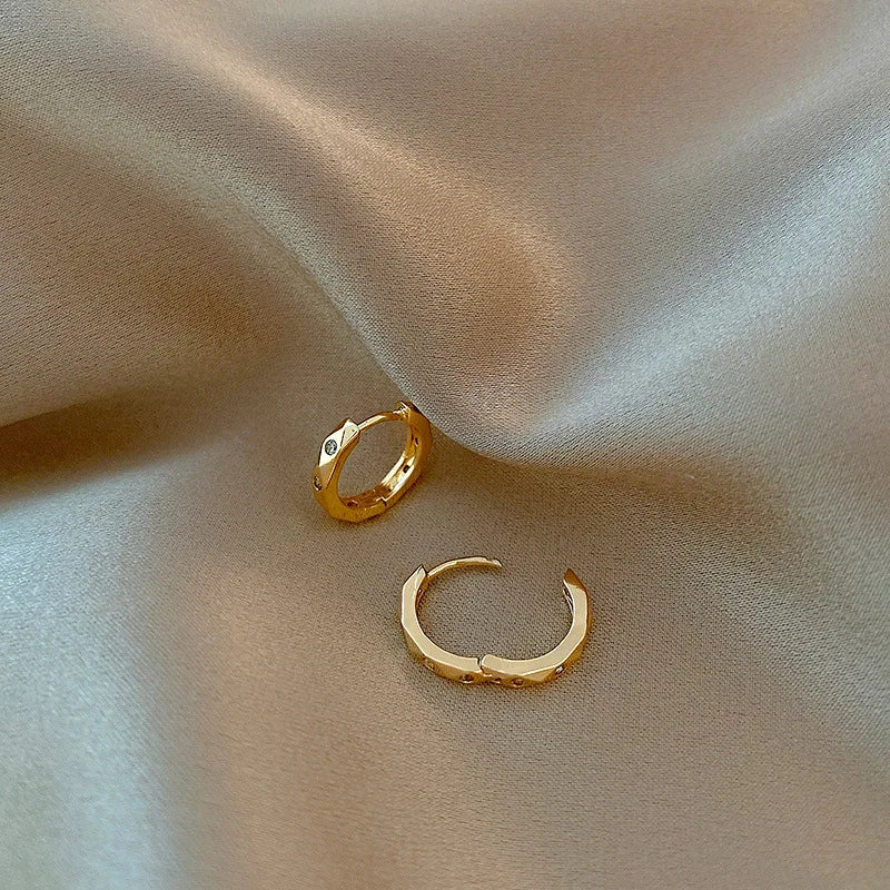 2PCS/Set Fashion Gold Color Hoop Earrings for Women Korean Design Crystal Pearl Dangle Earring Jewelry-Dollar Bargains Online Shopping Australia