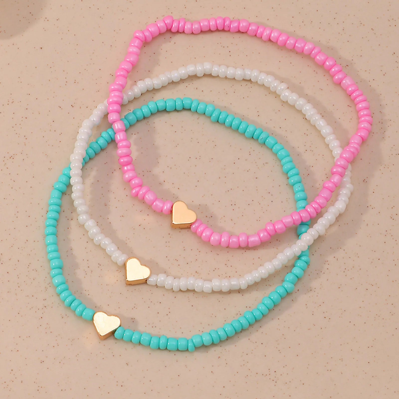 Bohemian Women Anklet Colorful Round Heart Beaded Chains Anklet Bracelets Barefoot Sandals Foot Summer Beach Jewelry-Dollar Bargains Online Shopping Australia