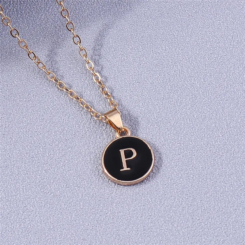 Name Initials Letter Pendant Necklace Enamel A-Z Alphabet Necklaces Girls Birthday Gifts Jewelry Accessories-Dollar Bargains Online Shopping Australia