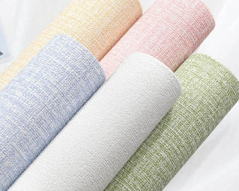 Linen 3D Foam Self-adhesive PVC Solid Color Thickened Waterproof Background Wall Renovation Wallpaper Wall Stickers