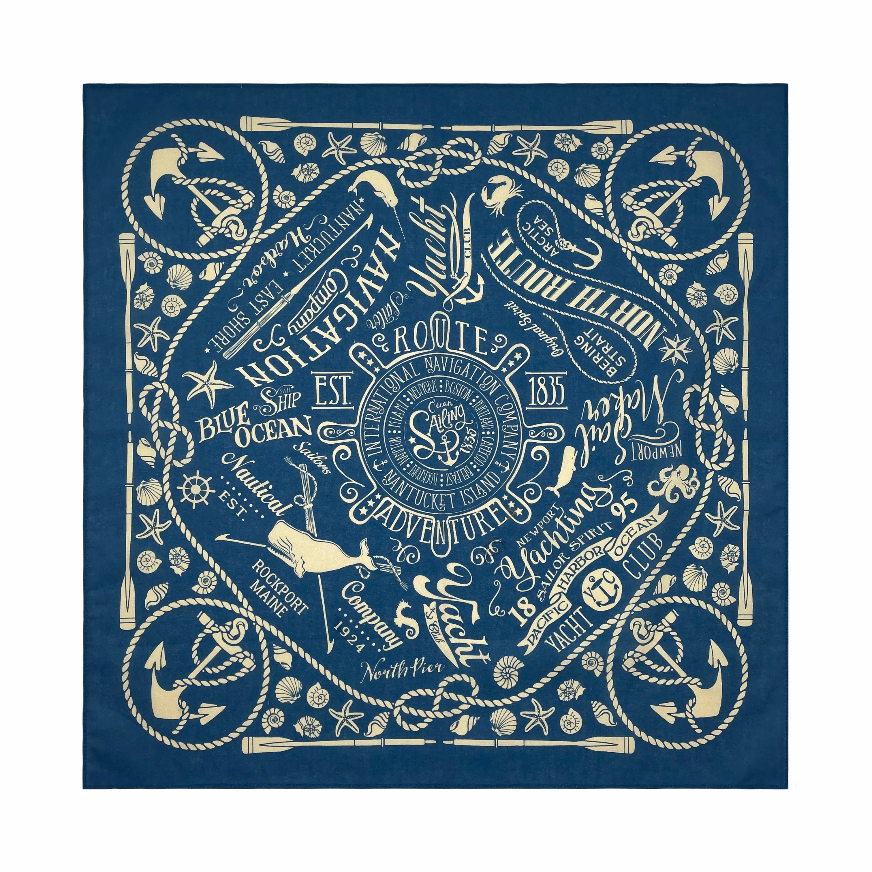 55CM Cotton Vintage Sailor Ocean Anchor Square Hip Hop Printed Bandana Men Women Outdoor Headbands Band Wrist Wraps Scarves-Dollar Bargains Online Shopping Australia