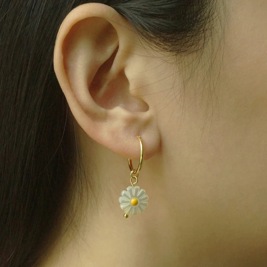 Bohemian Handmade Natural Stone Beads Hoop Earrings for Women Golden Color Stainless Steel Circle-Dollar Bargains Online Shopping Australia