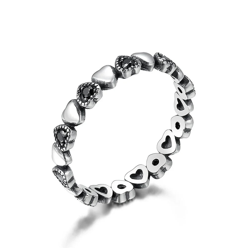Sterling Silver Simple Rings For Women Wedding Engagement Heart Rings