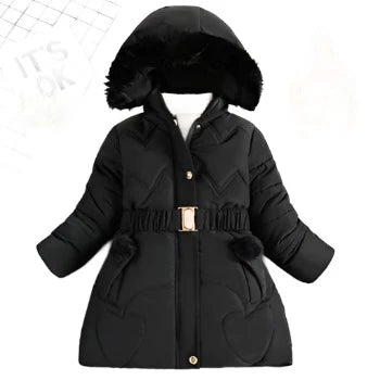 Girls Coat Keep Warm Thicken Kids Jacket Hooded Zipper Fur Collar Princess Outerwear Children's Clothing-Dollar Bargains Online Shopping Australia