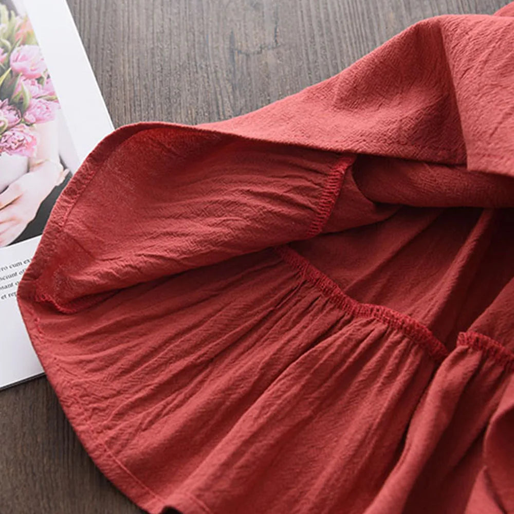 Casual Baby Kid Girl Infant Sleeveless Ruffles Princess Dress Cute Solid Color Korean Kids Clothes-Dollar Bargains Online Shopping Australia