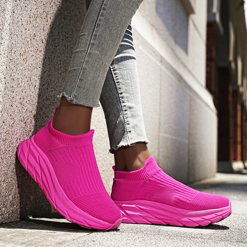 Women Sock Shoes Flannel Socks Sneakers Women Spring Autumn Platform Shoes-Dollar Bargains Online Shopping Australia