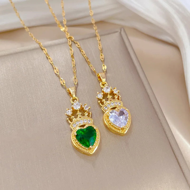 Luxurious Queen's Crown Necklace Exquisite and Versatile Stainless Steel Clavicle Chain-Dollar Bargains Online Shopping Australia