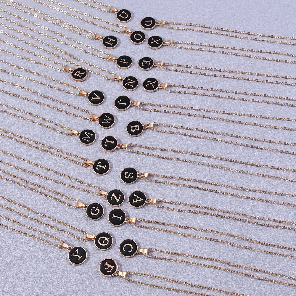 Name Initials Letter Pendant Necklace Enamel A-Z Alphabet Necklaces Girls Birthday Gifts Jewelry Accessories-Dollar Bargains Online Shopping Australia