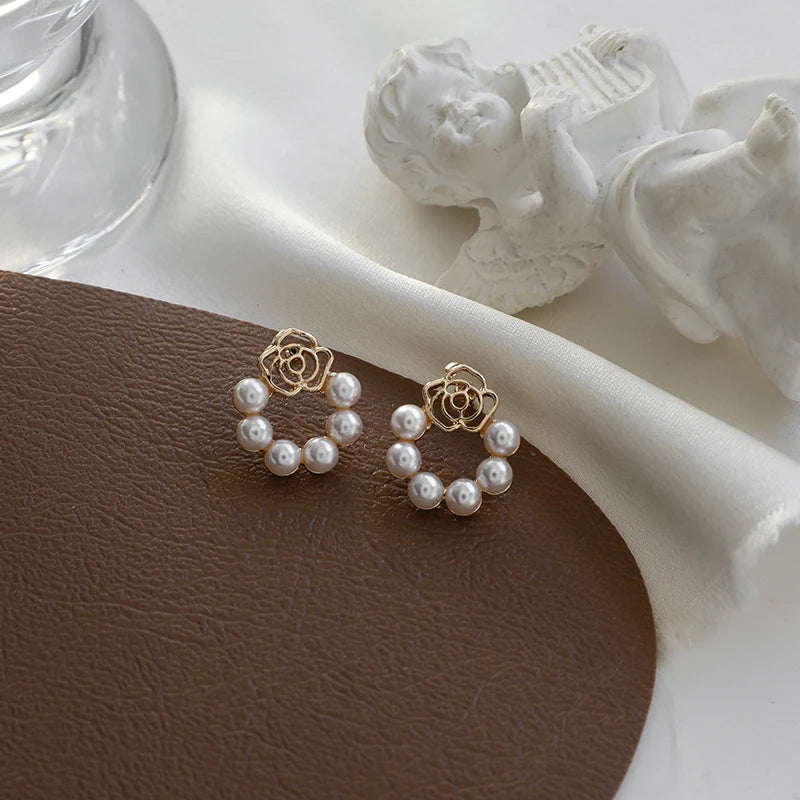 Simple Temperament Circle Pearl Earrings Fashion Small Versatile Earrings Women's Jewelry-Dollar Bargains Online Shopping Australia