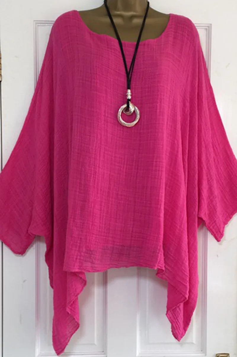 Womens Batwing Sleeve Solid Color Loose O-Neck 3/4 Sleeve Casual Elegance Blouse Ladies Top-Dollar Bargains Online Shopping Australia