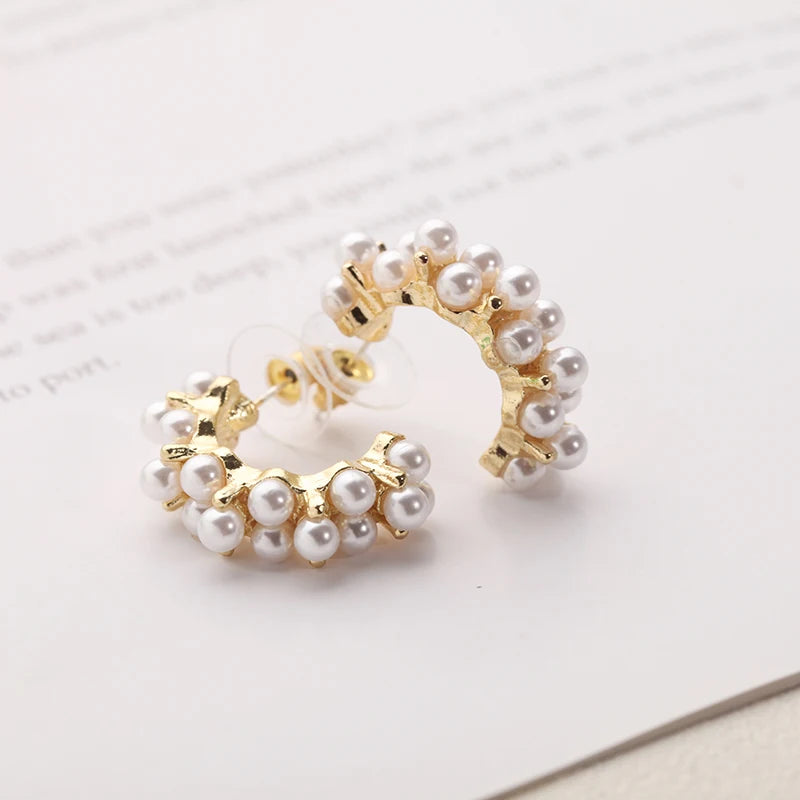 Simple Temperament Circle Pearl Earrings Fashion Small Versatile Earrings Women's Jewelry-Dollar Bargains Online Shopping Australia
