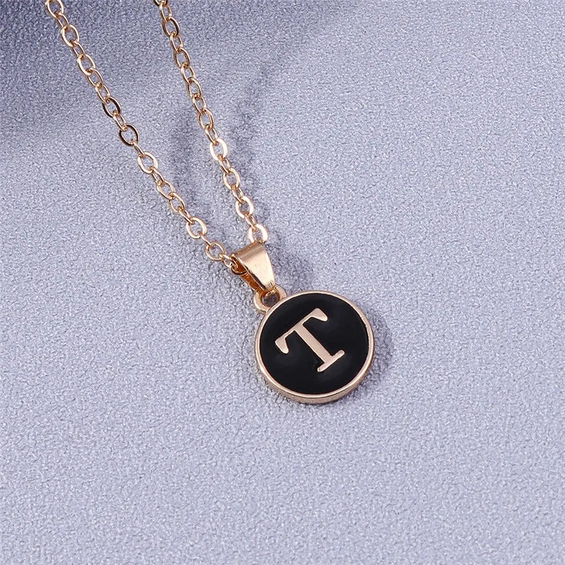 Name Initials Letter Pendant Necklace Enamel A-Z Alphabet Necklaces Girls Birthday Gifts Jewelry Accessories-Dollar Bargains Online Shopping Australia