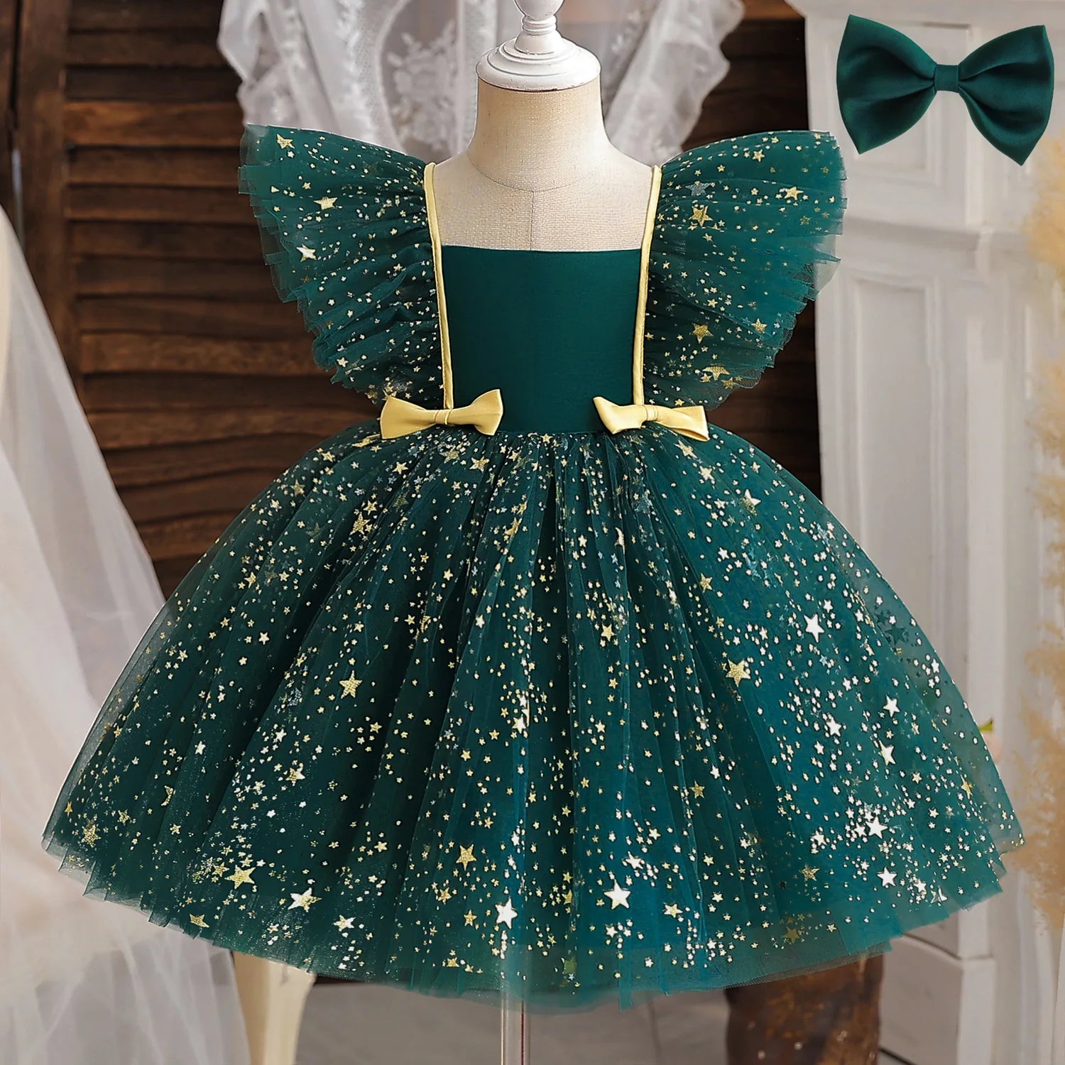 Toddler Baby Girls Dress Bow Baptism Dress for Girls Birthday Party Wedding Beading Dress Formal Tutu Fluffy Gown-Dollar Bargains Online Shopping Australia