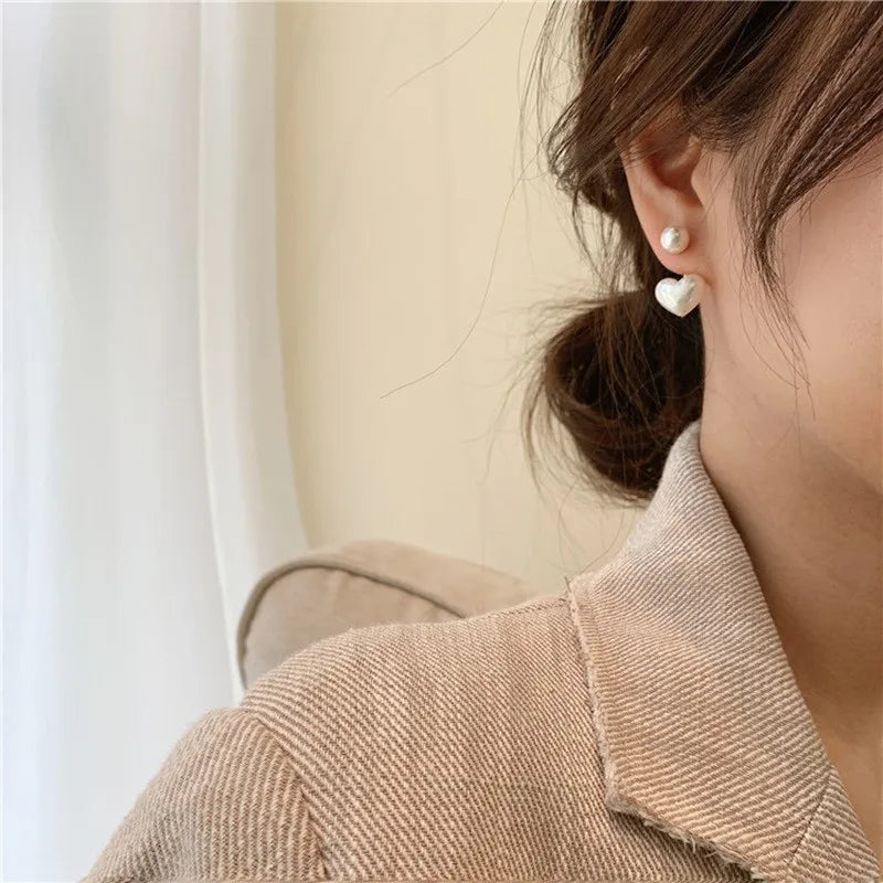 925 Silver Needle Korean Fashion Imitation Pear Earrings For Women Jewelry Luxury Women's Heart Stud Earrings-Dollar Bargains Online Shopping Australia