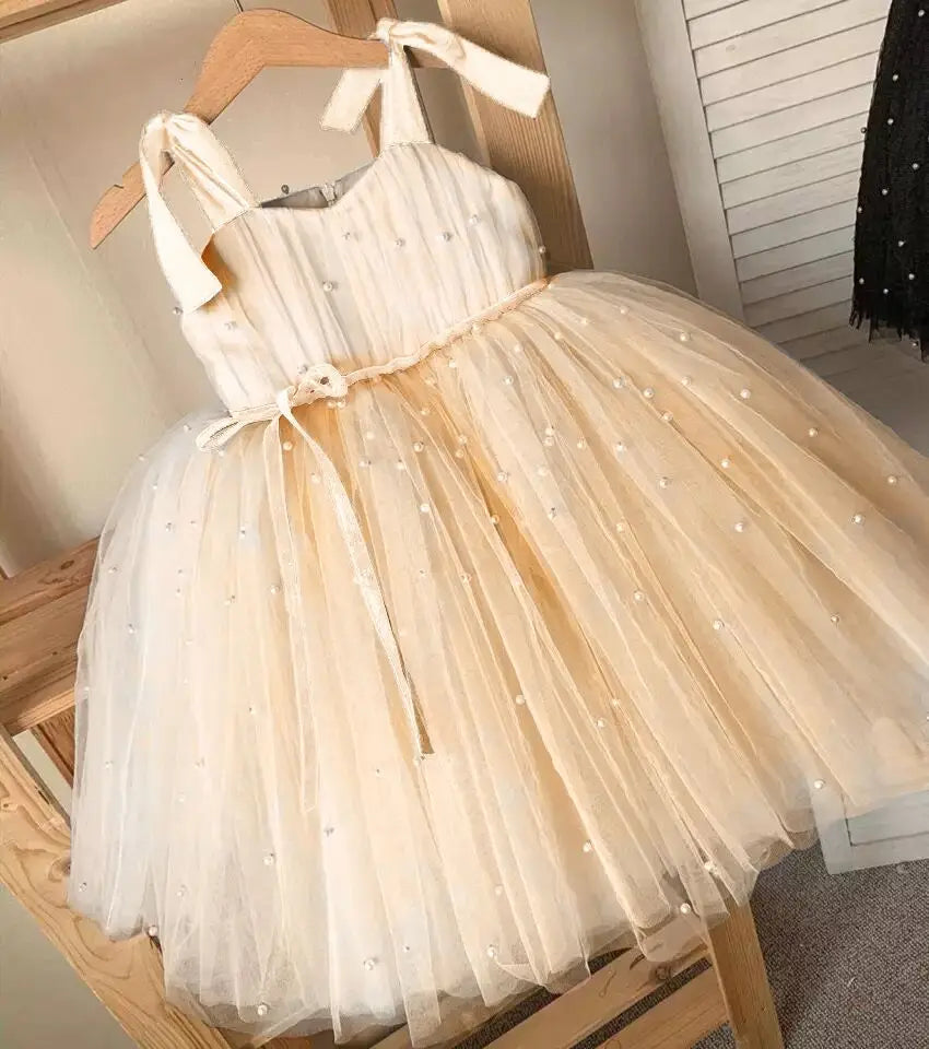 Party Princess Dresses Toddler Kids Wedding Evening Gown Baby Girls Tulle Tutu Pearls Summer-Dollar Bargains Online Shopping Australia