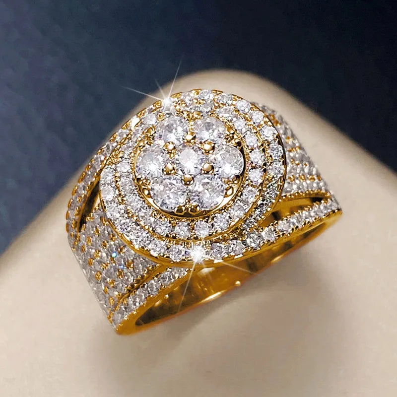 Luxury Wide Promise Rings for Women Pull Paved CZ Sparkling Wedding Bands Rings Silver Color/Gold Color Fashion Jewelry-Dollar Bargains Online Shopping Australia