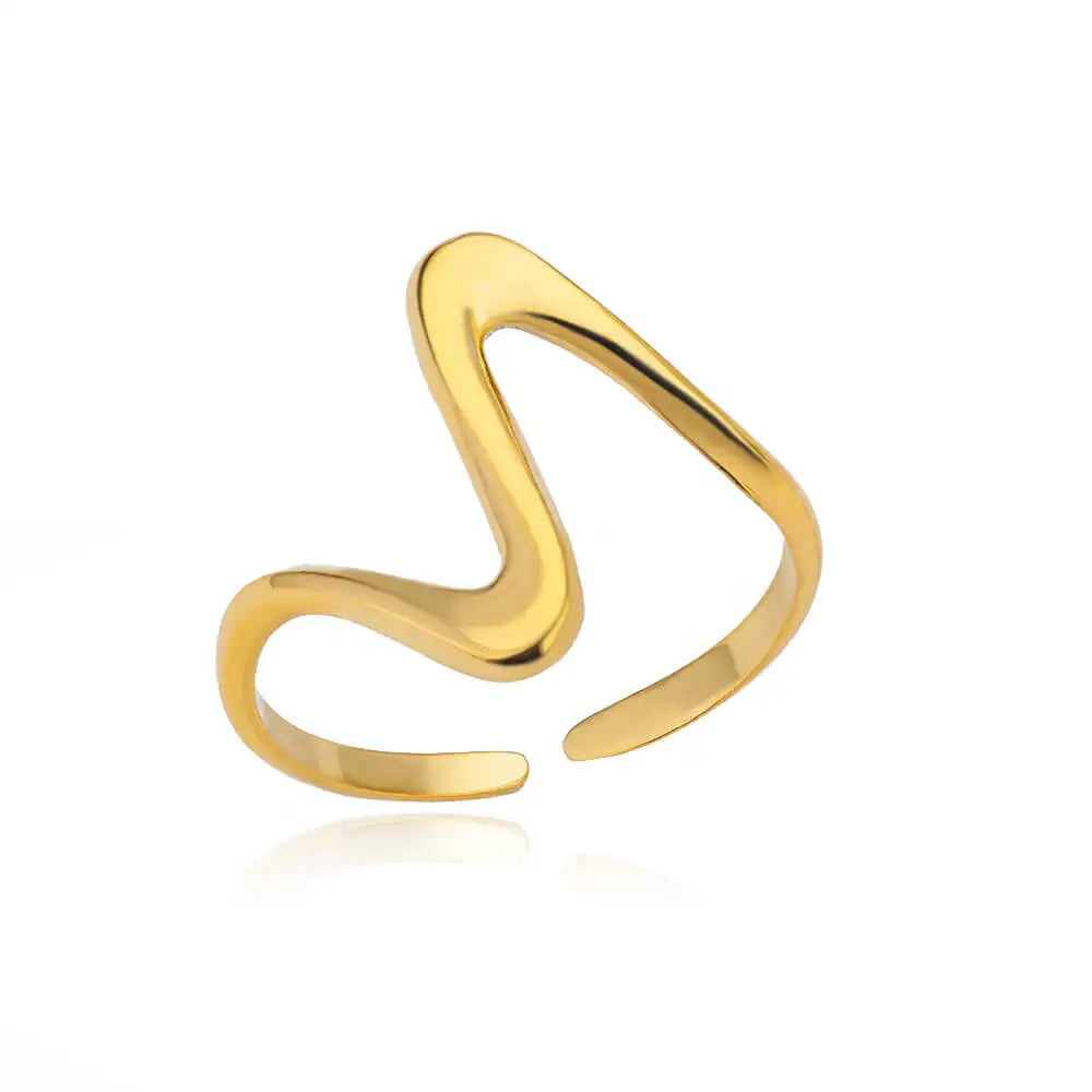 Rings for Women Gold Color Couple Jewelry Aesthetic Adjustable Punk Embossed Hollow Wide Ring-Dollar Bargains Online Shopping Australia