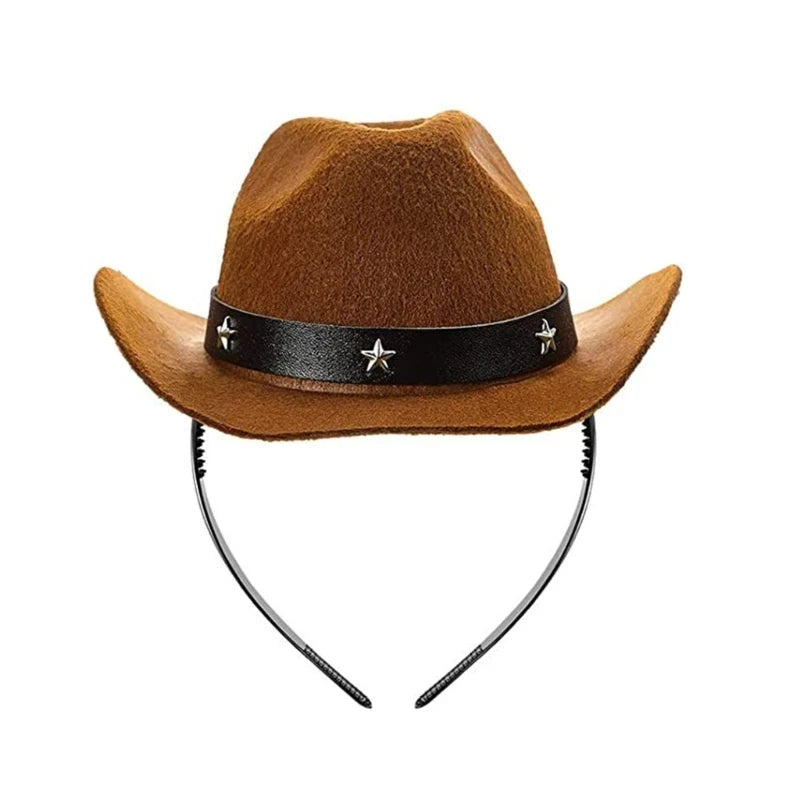 Mini Cowboy Hat Headband Westernstyle Cowgirl Hat Hairband Cosplay Props Headdress Party Hair Clip Festival Accessories-Dollar Bargains Online Shopping Australia