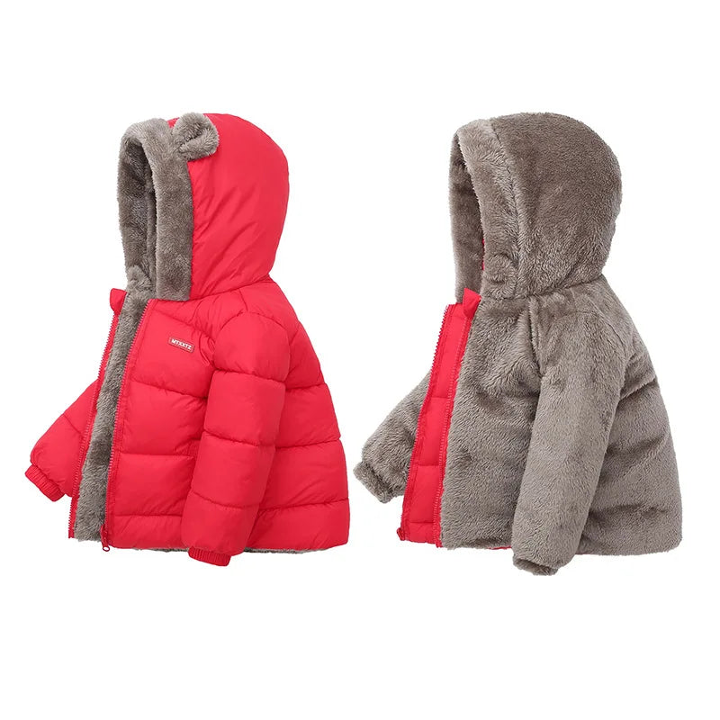 Baby Boys Girls Jacket Hooded Cotton Outerwear Children's Thick Fleece Coat Cashmere Padded Jackets Winter Boys Girls Warm Coats-Dollar Bargains Online Shopping Australia