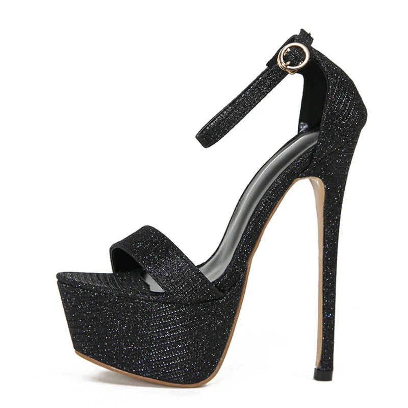 Catwalk Sequined Platform Sandals For Women Sexy Open Toe Party Stripper Heels Pole Dance Shoes-Dollar Bargains Online Shopping Australia