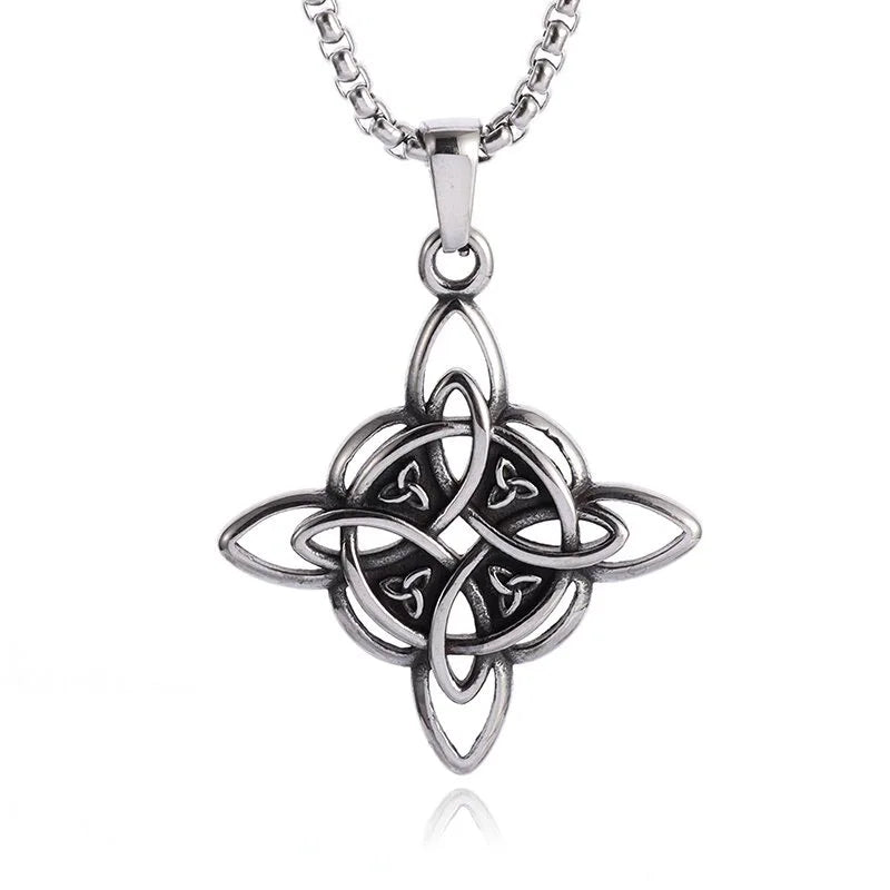 Witch Knot Necklace Stainless Steel Magic Knot Pagan Witchcraft Symbols Pendant Celtic Knot Necklace Jewelry Gifts for Women-Dollar Bargains Online Shopping Australia