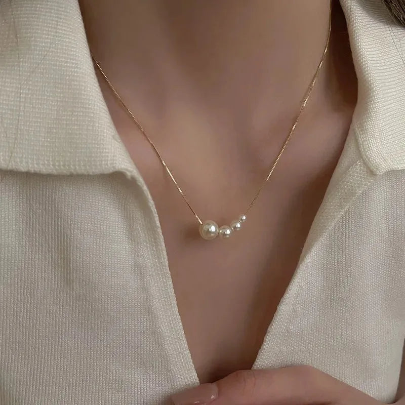 Wedding Party Pearl Bow Pendant Choker Necklace For Women Elegant White Imitation Pearl Chain-Dollar Bargains Online Shopping Australia
