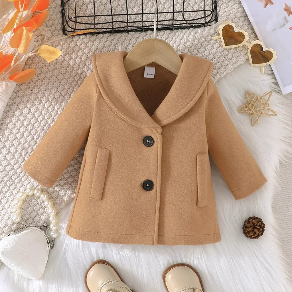 Jacket Newborn Baby Boy Girl Kids Clothes 3-36 Months Fashion Long Sleeve Button Khaki Coat Childrens Warm Outwear-Dollar Bargains Online Shopping Australia