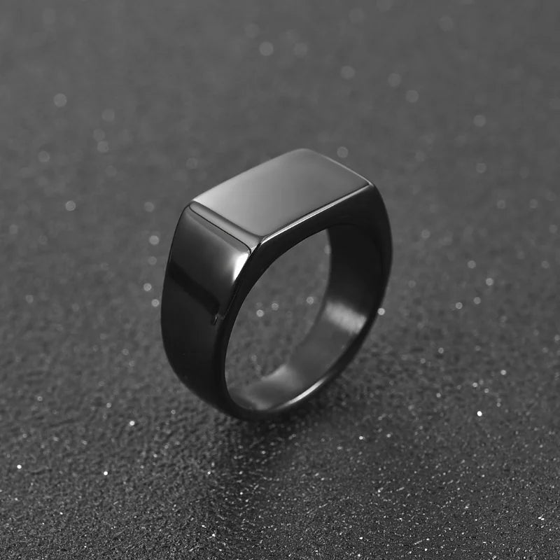 Metal Glossy Rings for Men Geometric Width Signet Square Finger Punk Style Fashion Ring Jewelry Accessories-Dollar Bargains Online Shopping Australia