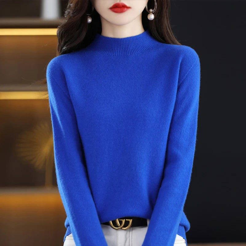 100% Pure Wool Half-neck Pullover Cashmere Sweater Women's Casual Knit Top-Dollar Bargains Online Shopping Australia