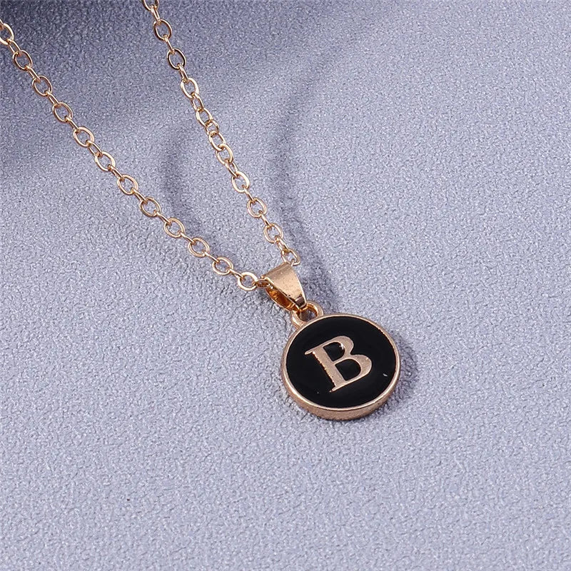 Name Initials Letter Pendant Necklace Enamel A-Z Alphabet Necklaces Girls Birthday Gifts Jewelry Accessories-Dollar Bargains Online Shopping Australia