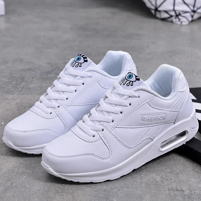 Women Fashion Sneakers Air Cushion Sports Shoes Pu Leather Outdoor Walking Jogging Shoes Female Trainers