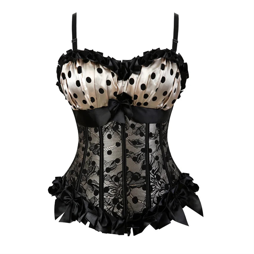 Corset with Straps for Women Black Overbust Corset Plus Size Jacquard Lace-Up Corset Zipper TOP Vintage Gothic Corset Bustier-Dollar Bargains Online Shopping Australia