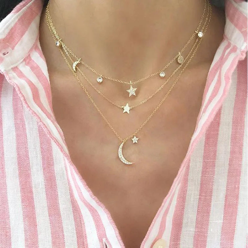 Bohemia Multilayer Crystal Butterfly Pendant Necklaces Women Hollow Heart Choker Necklace Fashion Jewelry Party-Dollar Bargains Online Shopping Australia